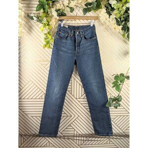 Levi's 501 Button Fly Jeans dark wash pockets size 24